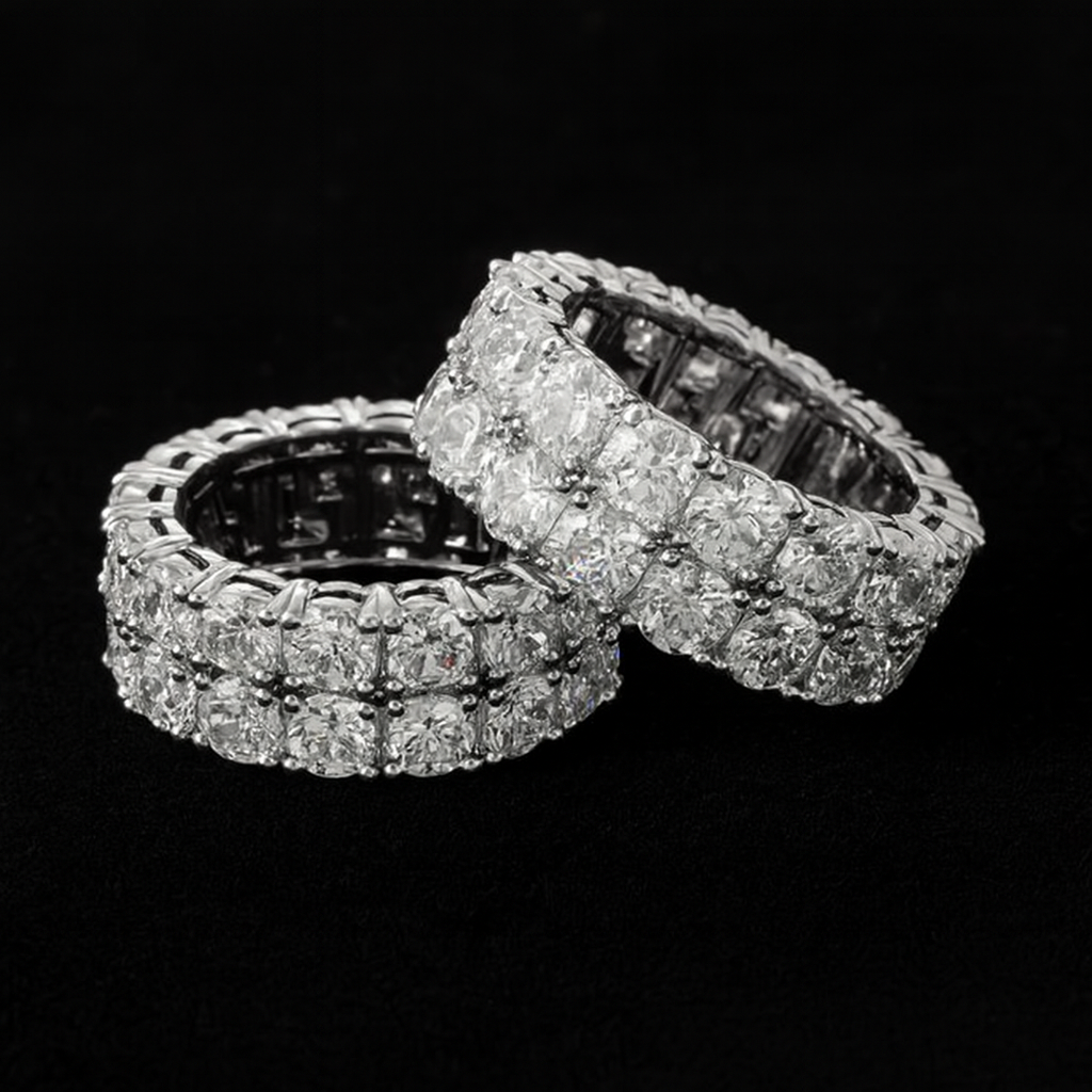 ANILLO DE TENIS HELADO DE DOBLE FILA