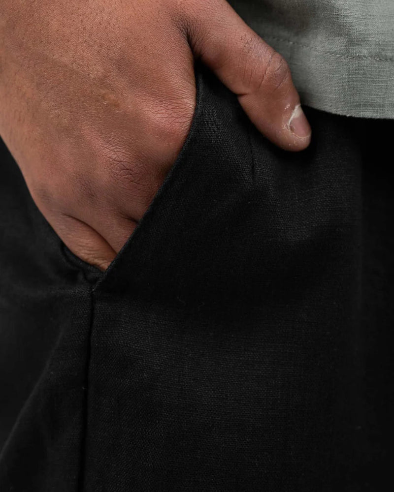 Pantalones anchos de lino negros