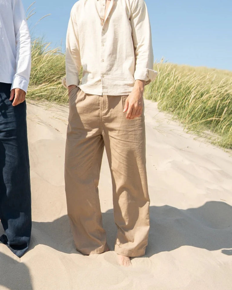 Pantalones anchos de lino