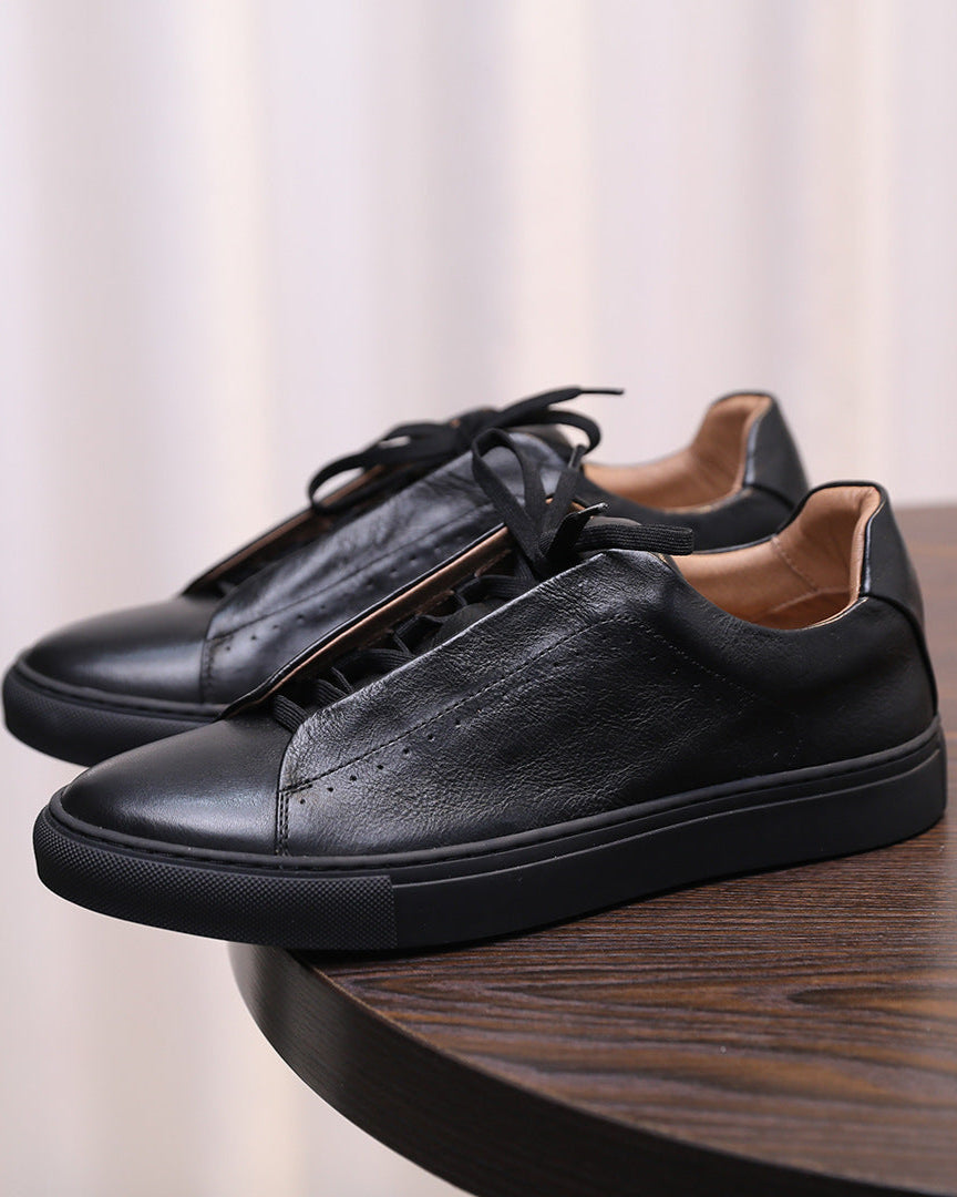 Zapatillas bajas de piel Softey® - Negras