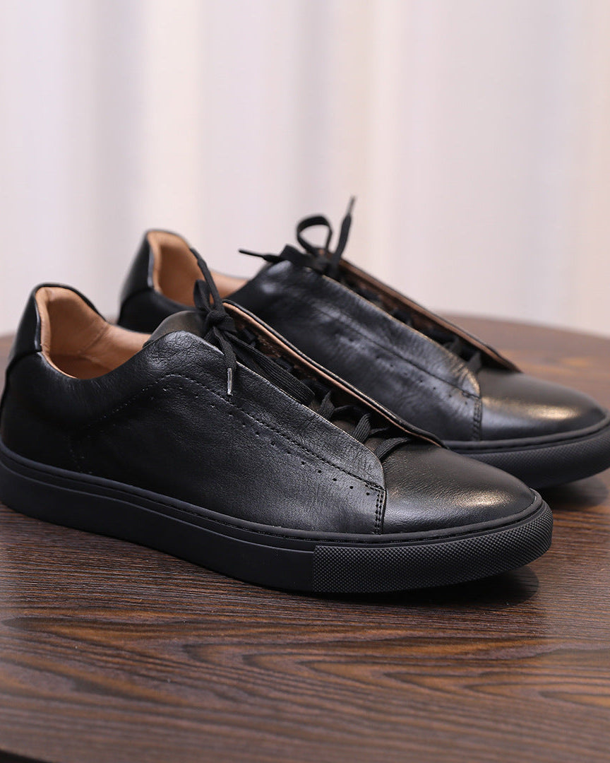 Zapatillas bajas de piel Softey® - Negras