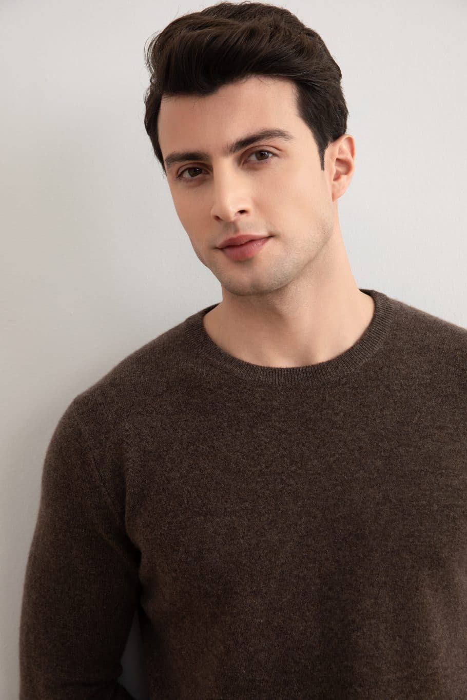 Ruskea Mélange Cashmere Crewneck kauluspaita