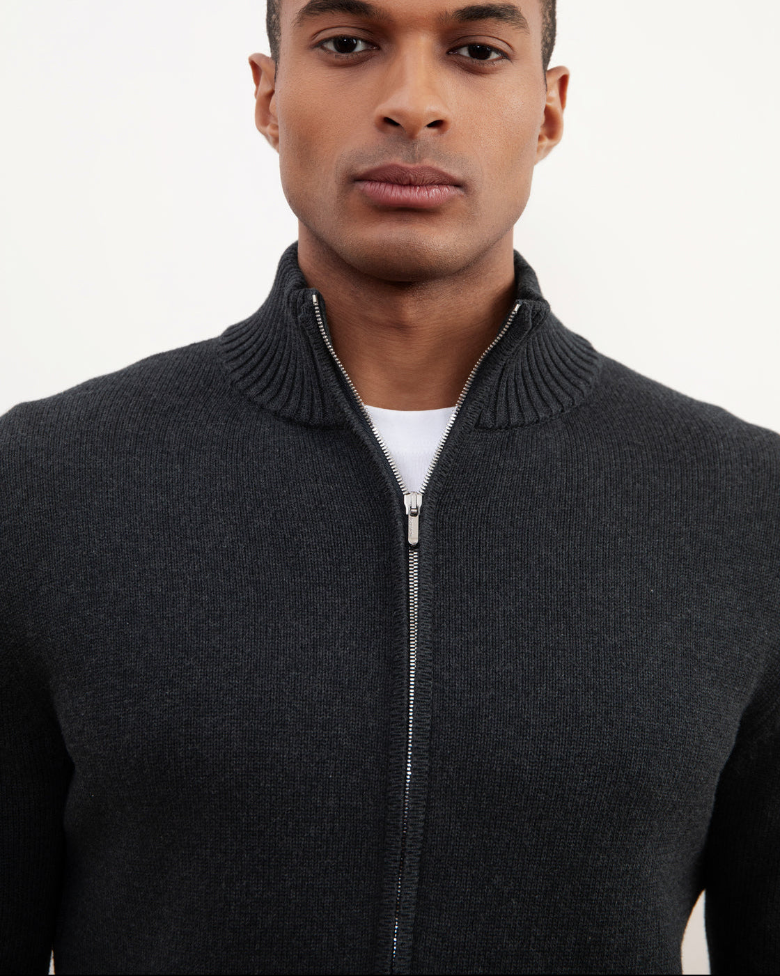 Charchoal Ribbed Zip-Up villapaita