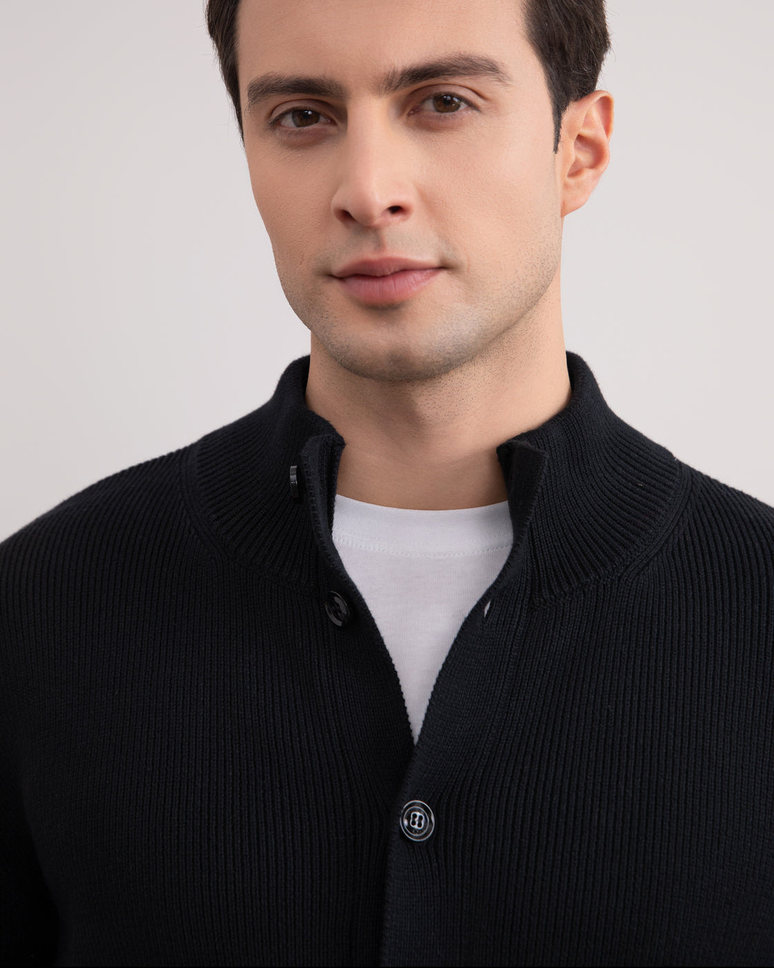 Musta Ribbed Button Closure Cardigan