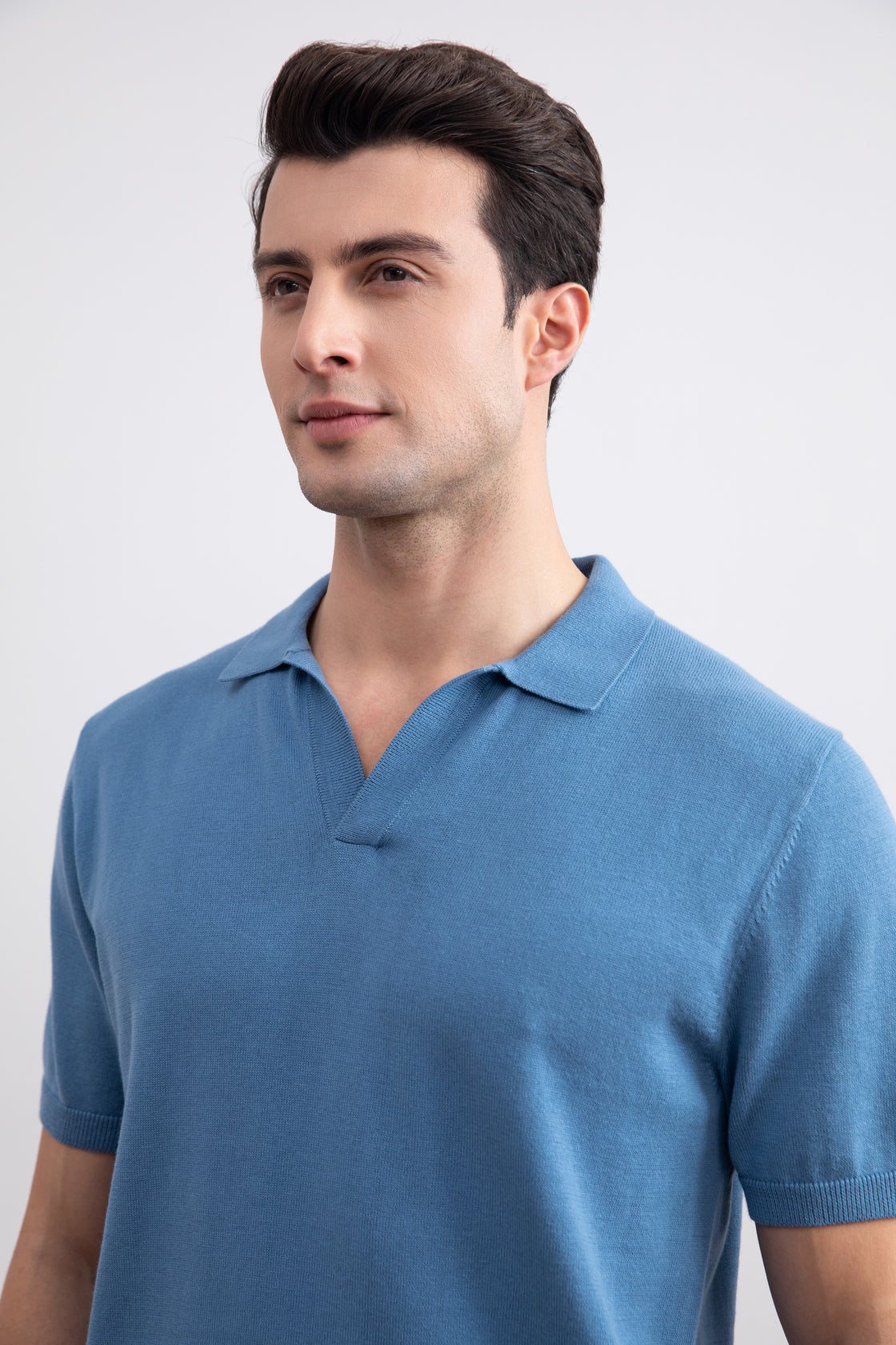 Dusty Blue Avoin Polo T-paita