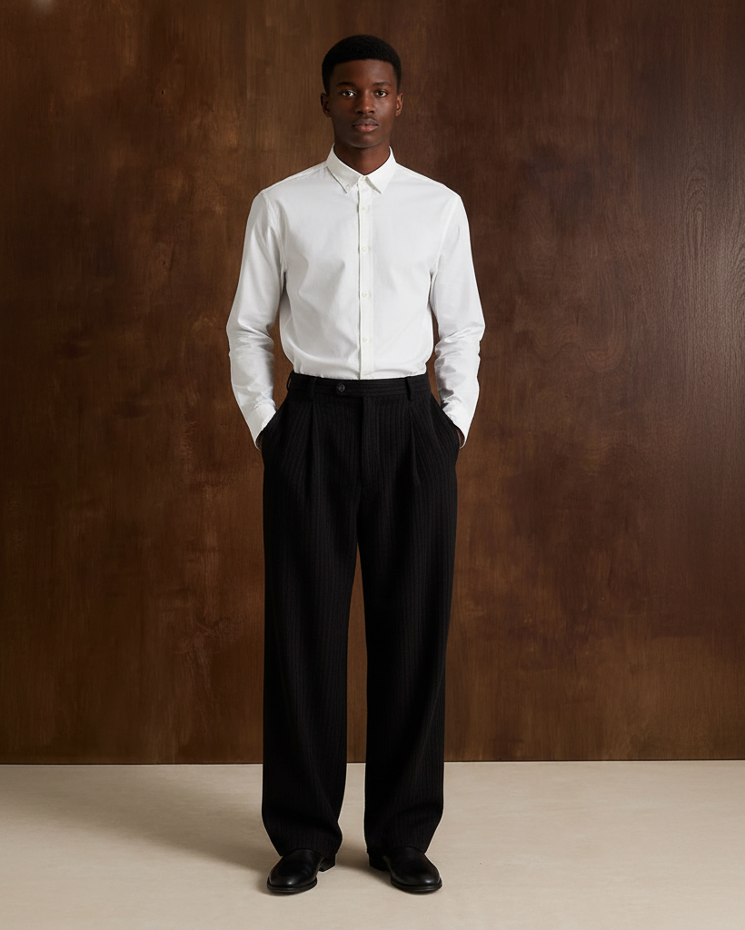 Etro Draped Striped Trousers - väljät laskostetut suoralahkeiset housut - Loose Pleated Straight-Leg Fit