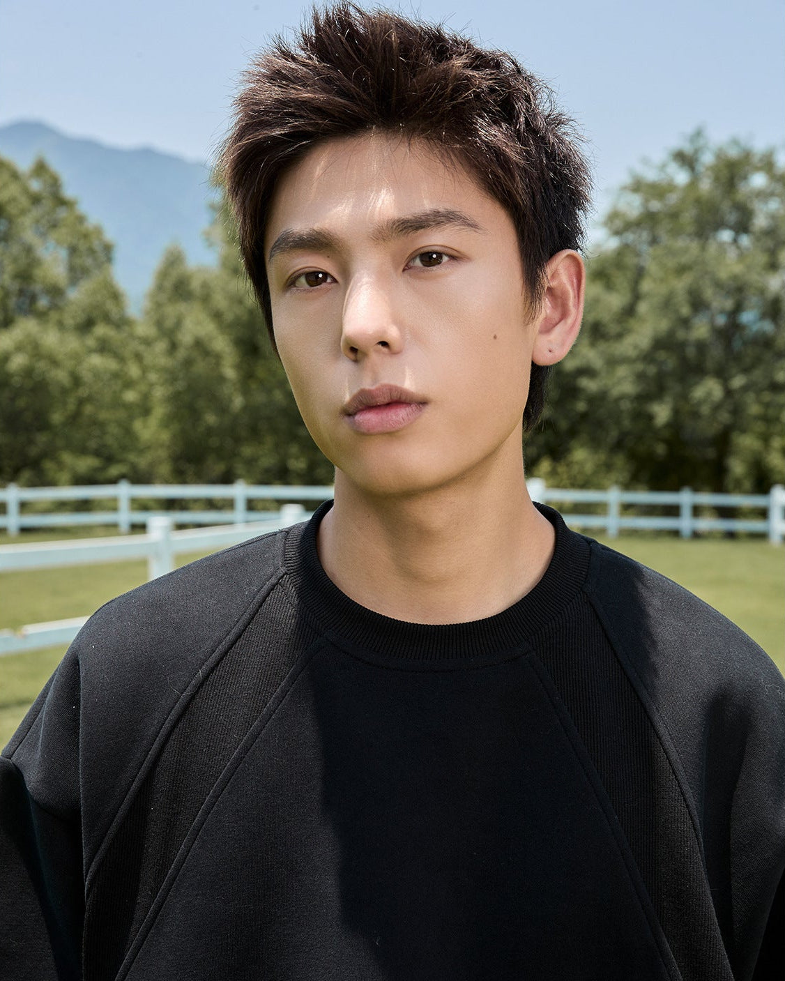 Le chandail à col rond en coton à épissure structurée