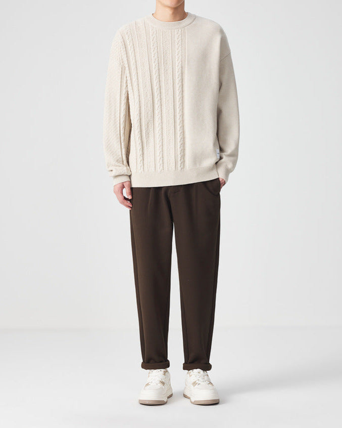 Le chandail en maille Momoike Simple Jacquard à col rond