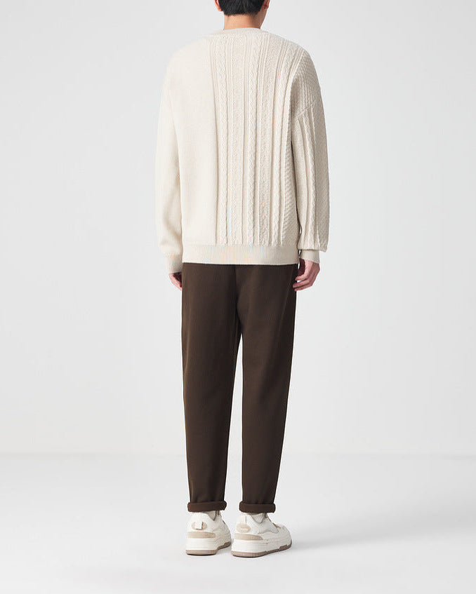 Le chandail en maille Momoike Simple Jacquard à col rond