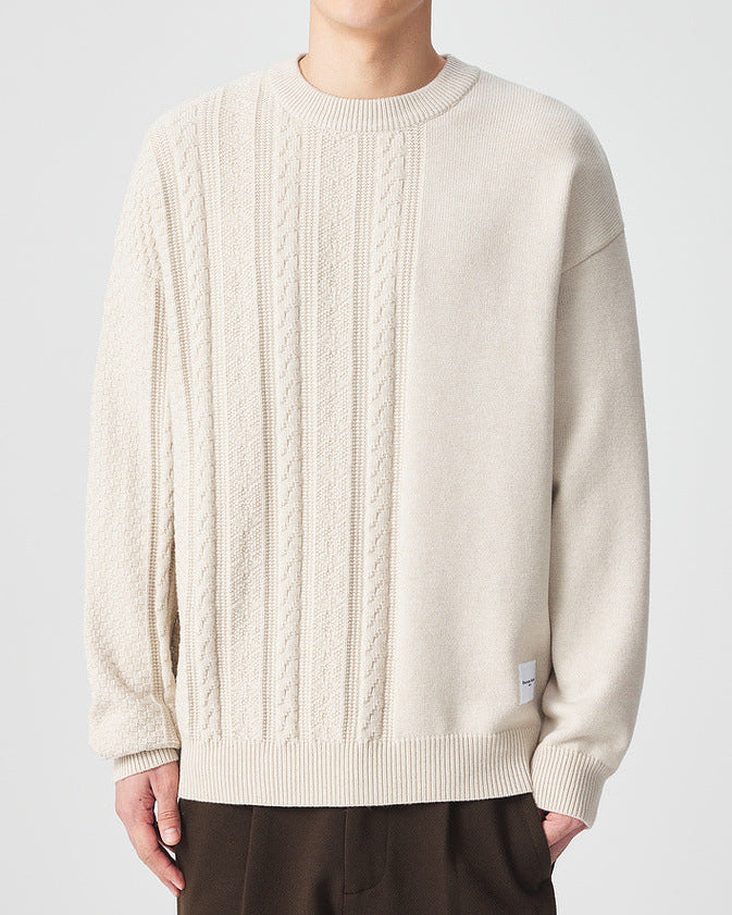 Le chandail en maille Momoike Simple Jacquard à col rond