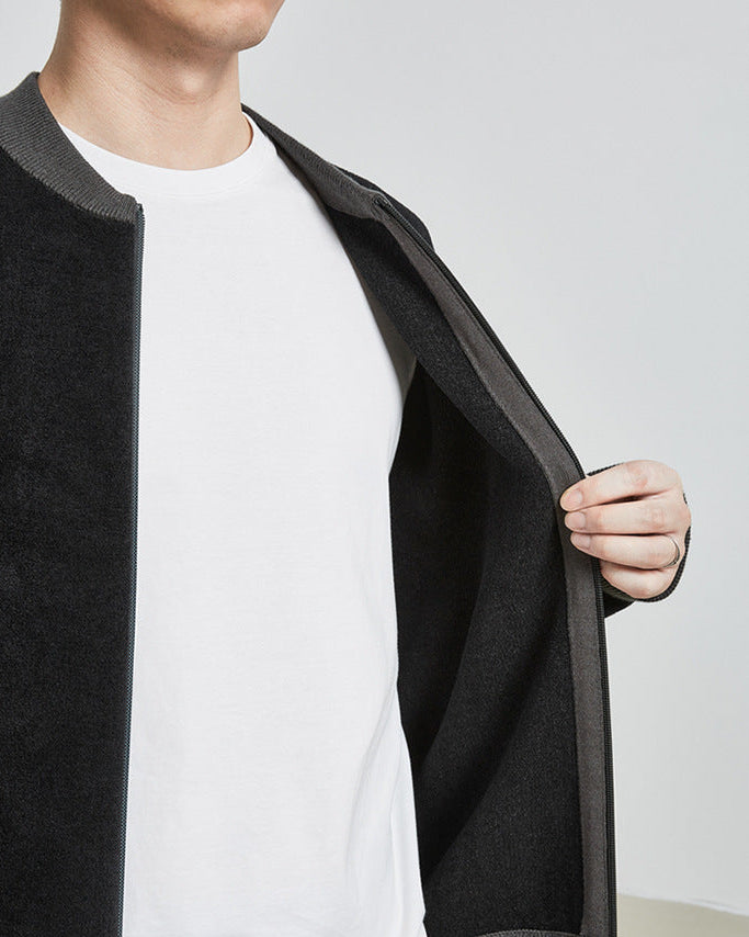 La veste tricotée Mo Maike Contrast Color Baseball Collar