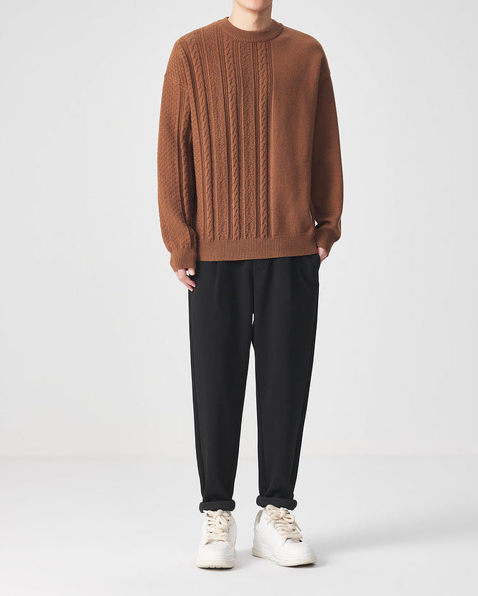 Le chandail en maille Momoike Simple Jacquard à col rond