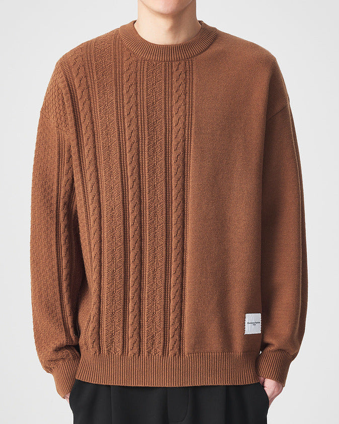 Le chandail en maille Momoike Simple Jacquard à col rond