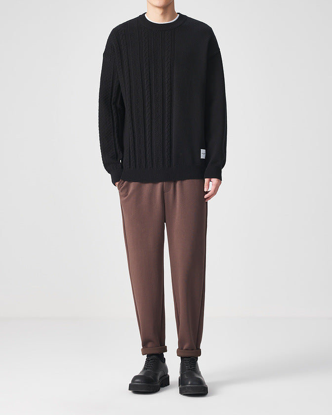 Le chandail en maille Momoike Simple Jacquard à col rond