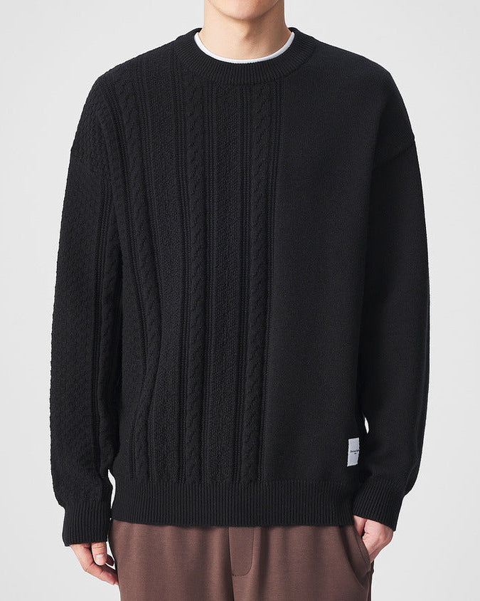 Le chandail en maille Momoike Simple Jacquard à col rond