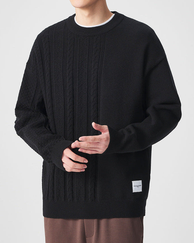 Le chandail en maille Momoike Simple Jacquard à col rond