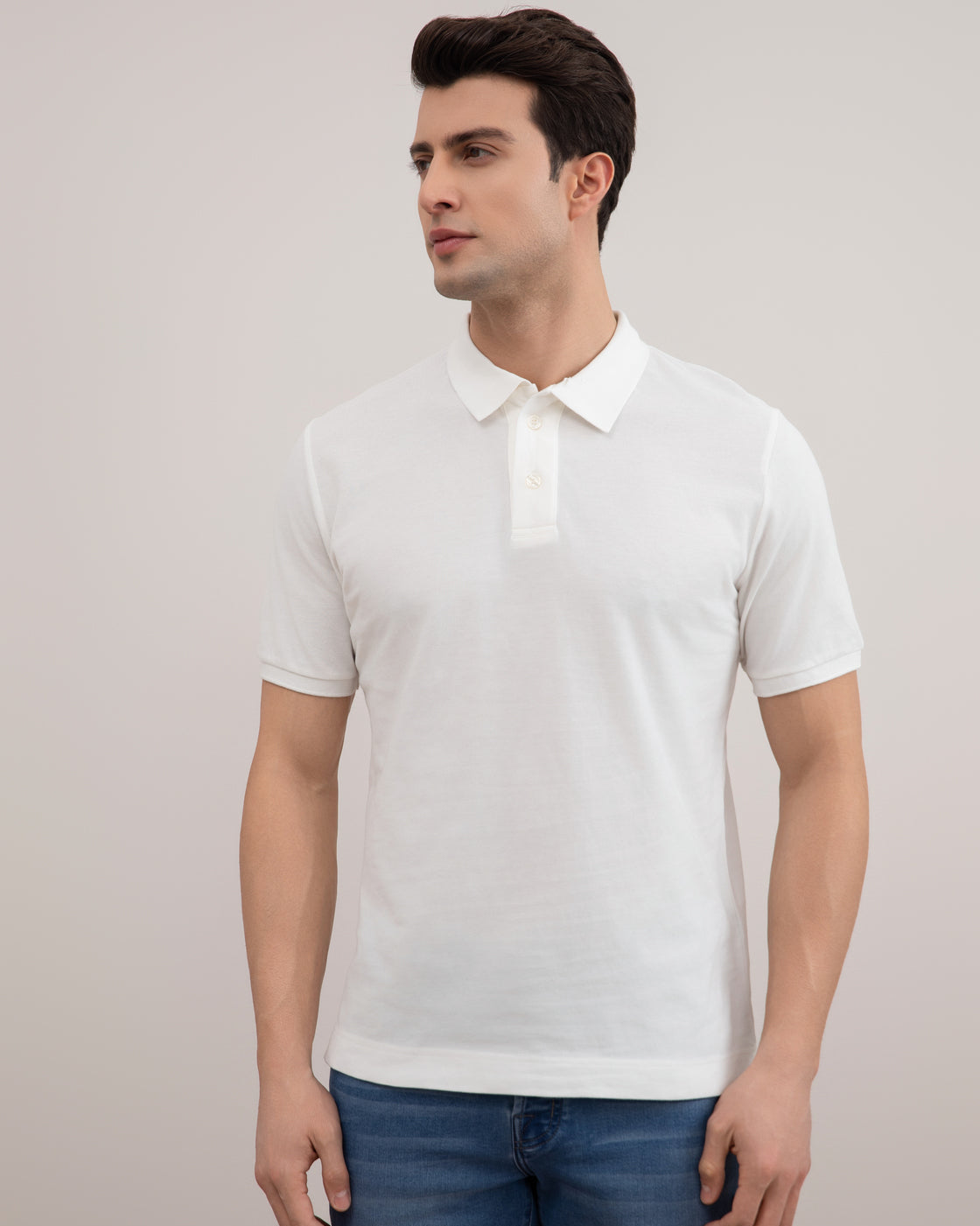 Polo blanc en coton et piqué