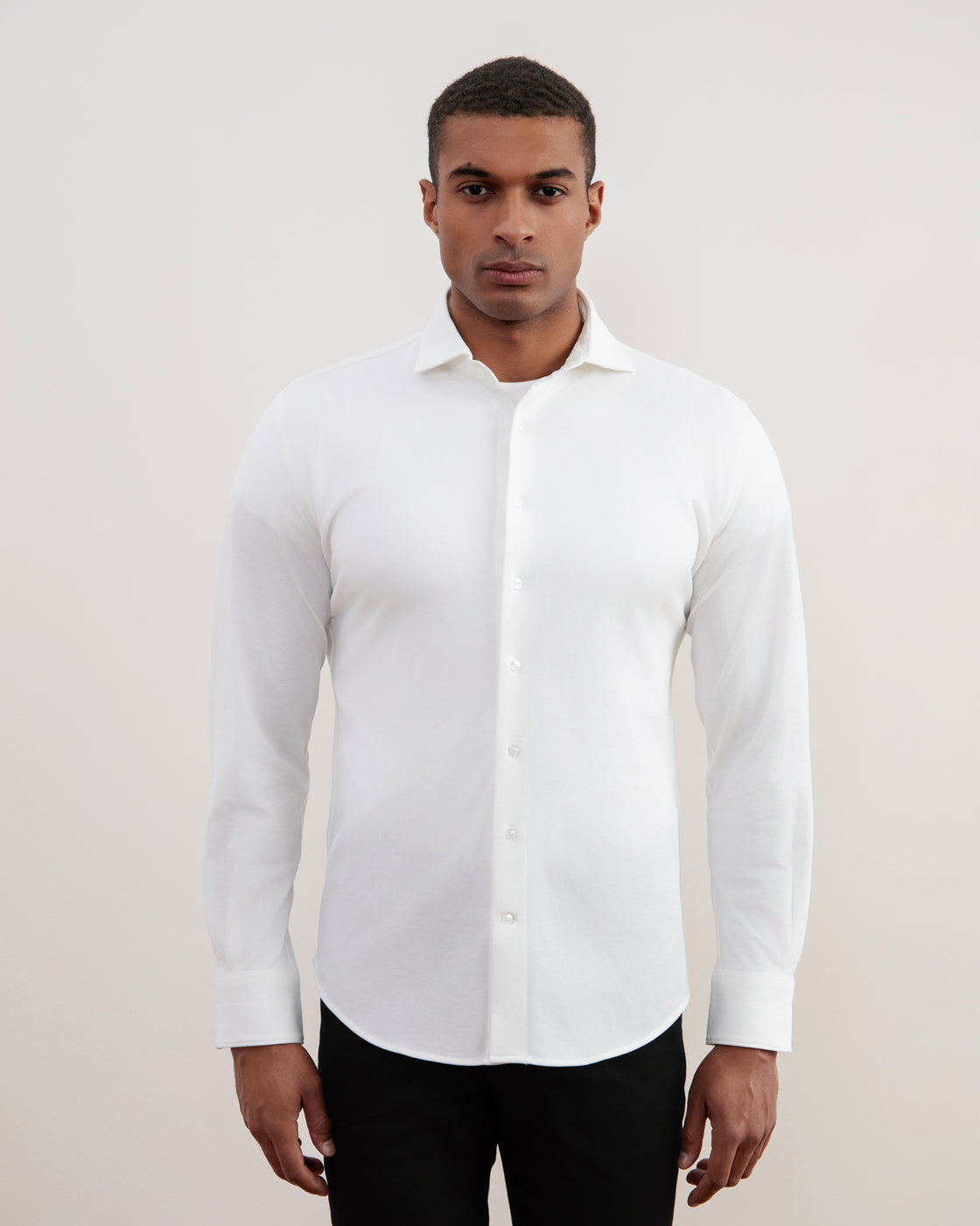 Chemise blanc cassé en coton piqué