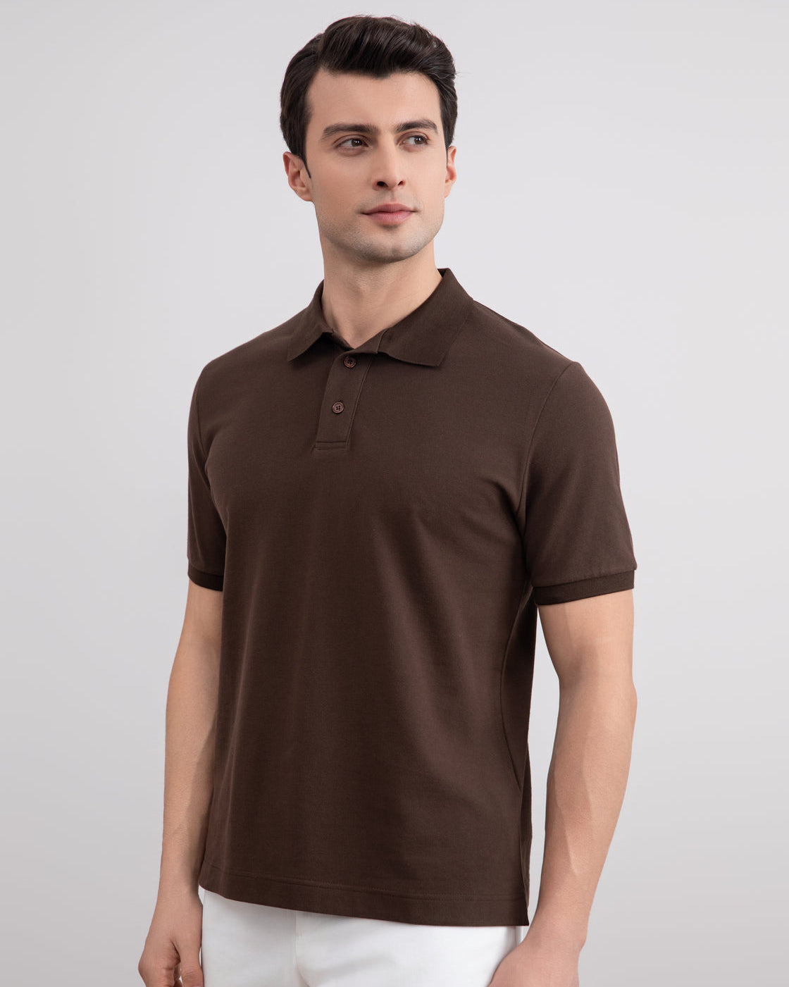 Polo brun coton en piqué