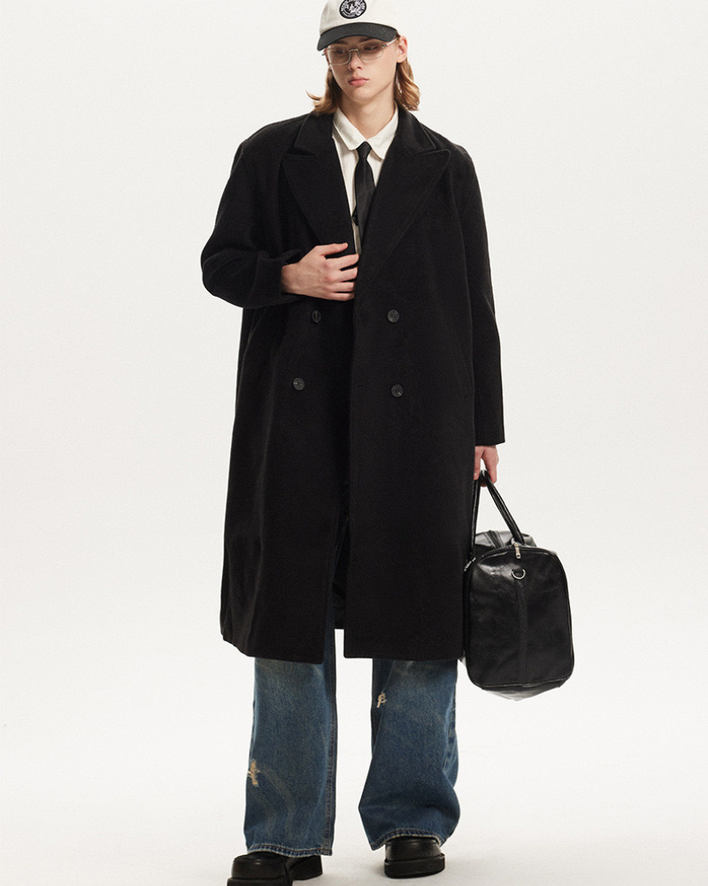 Manteau classique en laine croisé