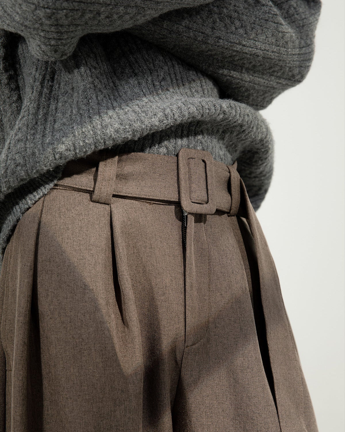 Pantalon à jambes larges en mélange de laine