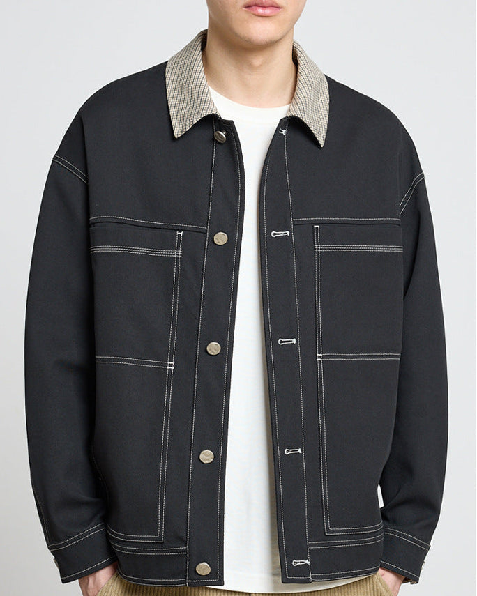 The Momeike Color-Block Patchwork Lapel Jacket (Veste à revers en patchwork)