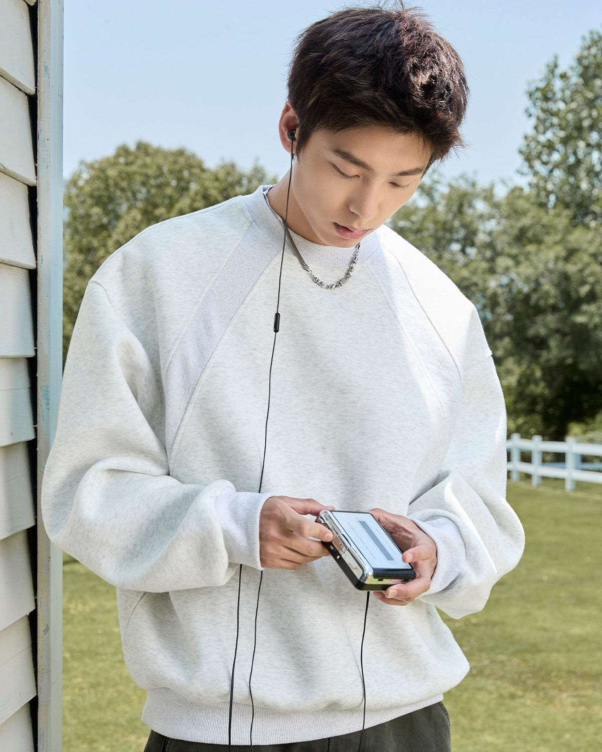 The Structured Splice Cotton Crewneck Sweater