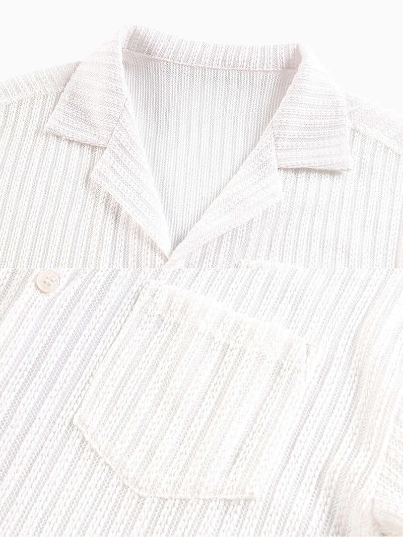 Chemise à rayures texturées à manches courtes