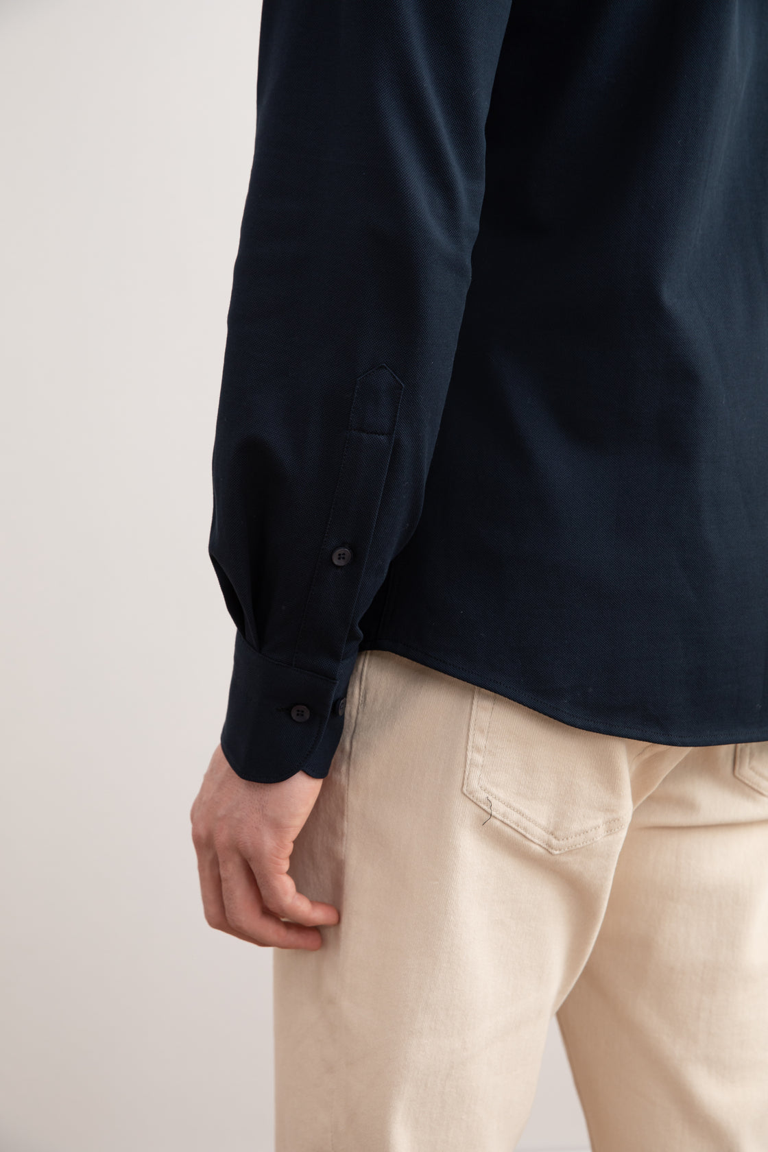 Chemise en coton piqué marine