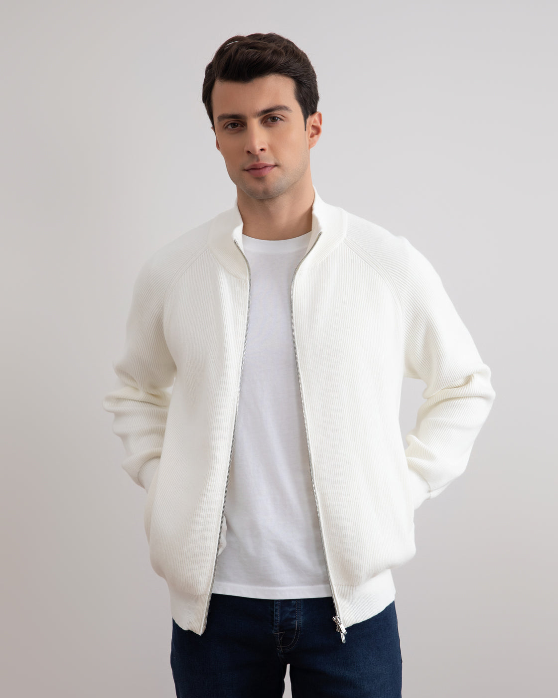 Panama English Rib Full Zip Cardigan