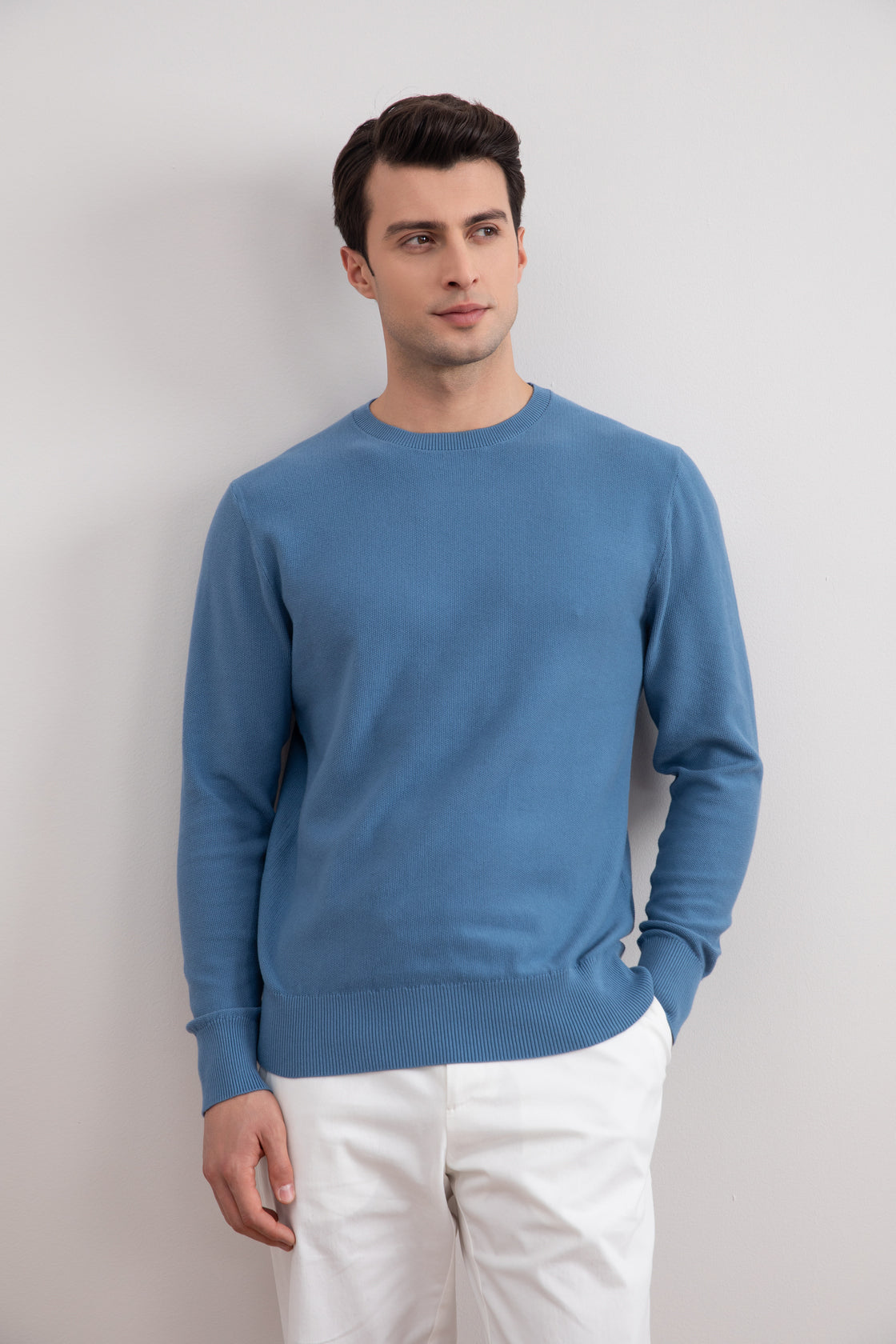 Pull à col roulé 18mil bleu poussière