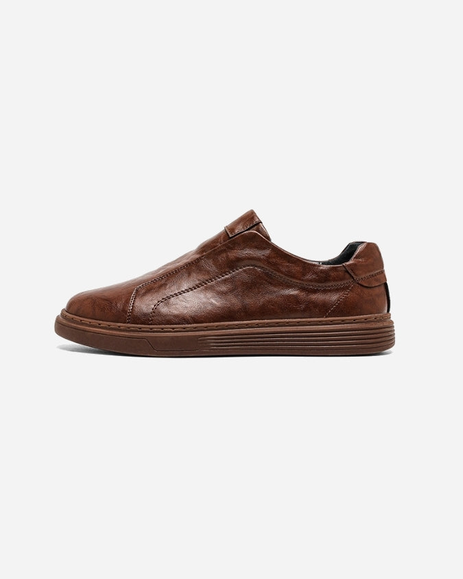 Sneaker sans lacets en cuir de vache marron