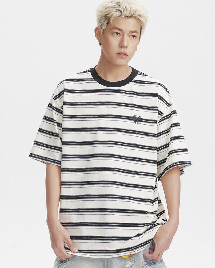 The Brodered Contrast Striped Short-sleeve T-shirt