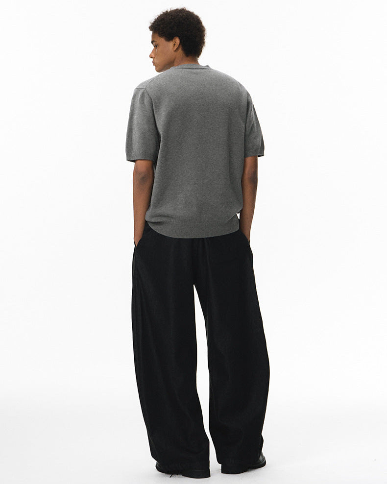 T-shirt en tricot à manches courtes, doux et confortable