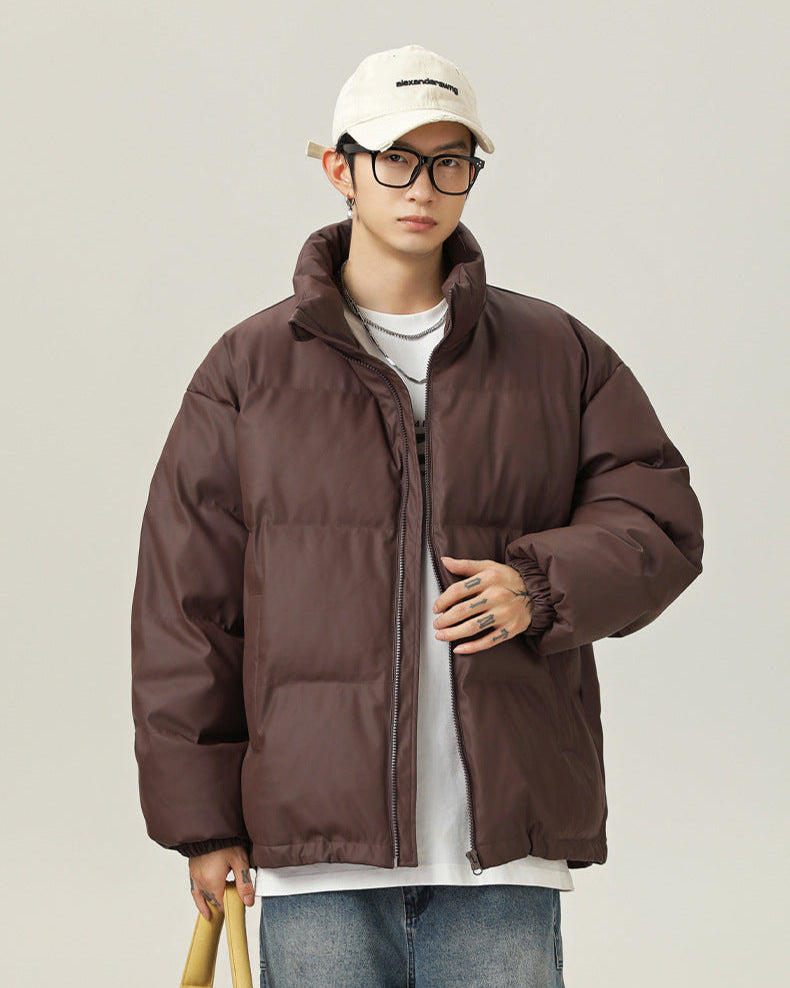Veste polaire courte à col montant en coton PU