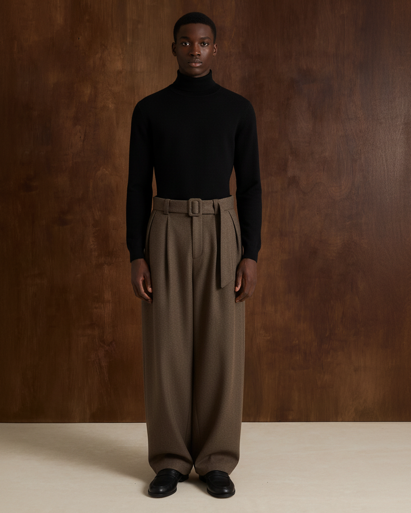 Pantalon à jambes larges en laine