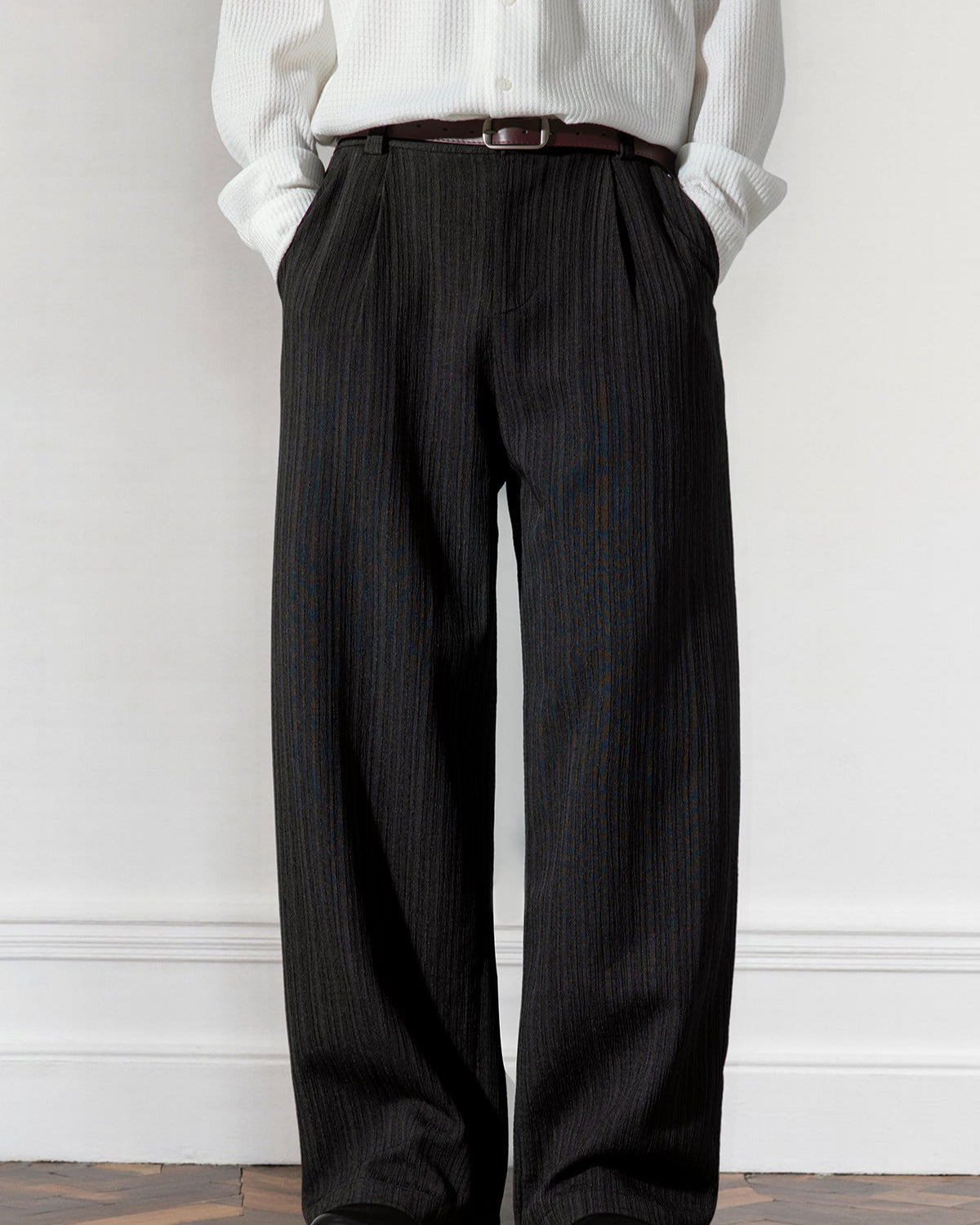 Celana Panjang Bergaris Etro Draped - Lipit Lurus dengan Kaki Lurus