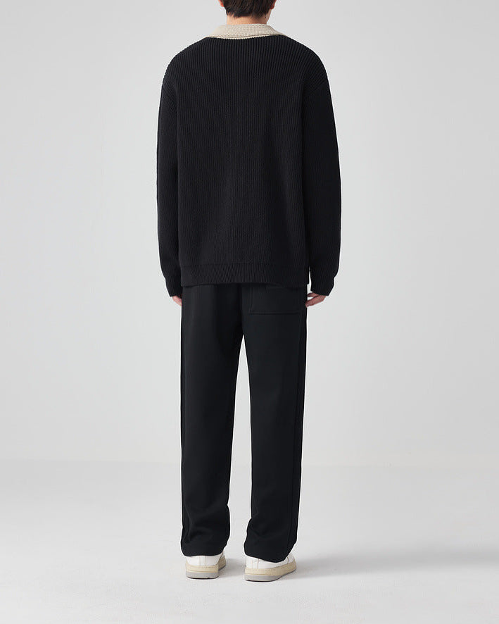 Giacca cardigan in maglia con risvolto a doppio tono di Mo Maike