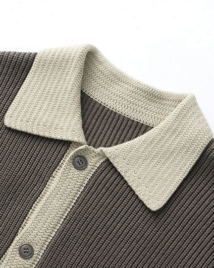 Giacca cardigan in maglia con risvolto a doppio tono di Mo Maike