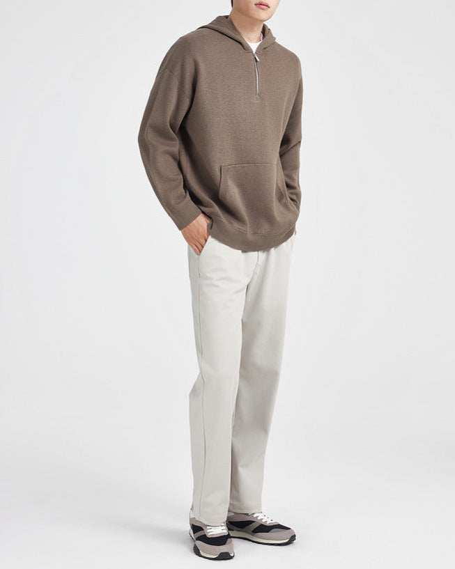 Maglione con cappuccio a mezza zip