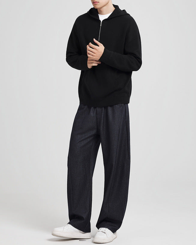 Maglione con cappuccio a mezza zip