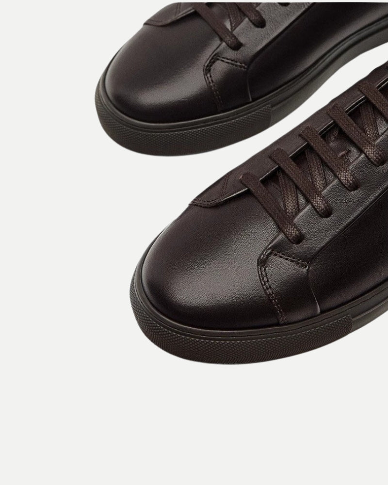 Sneakers basse classiche in pelle - marrone