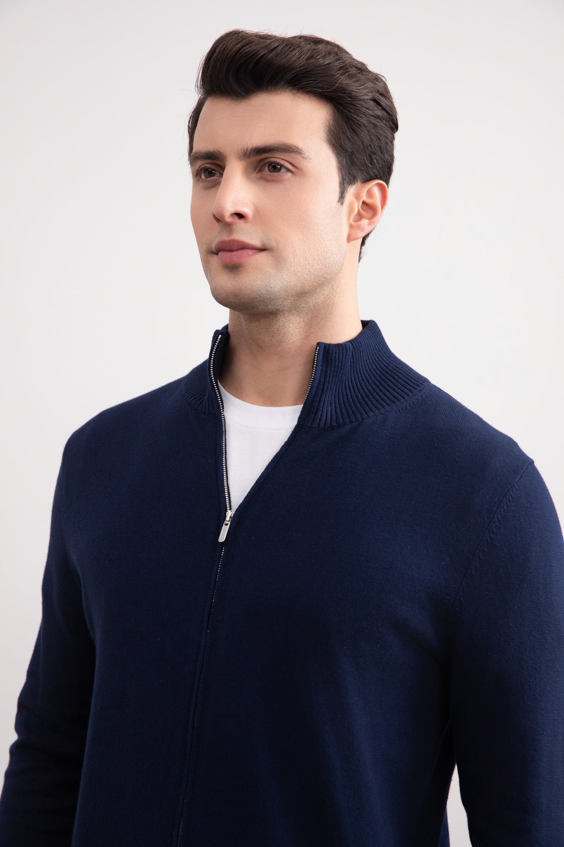 Cardigan classico blu con zip