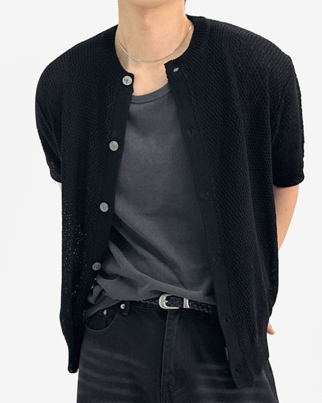 Camicia con bottoni in maglia