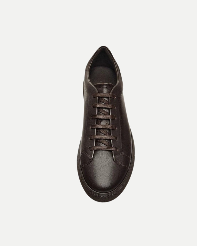 Sneakers basse classiche in pelle - marrone