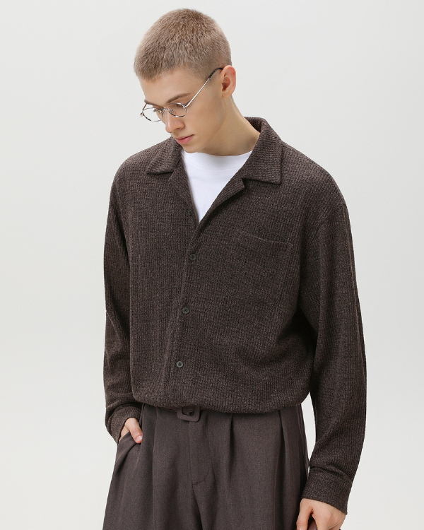 Camicia da camera con bottoni testurizzati