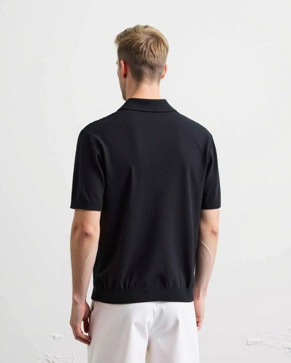 Polo con zip testurizzata