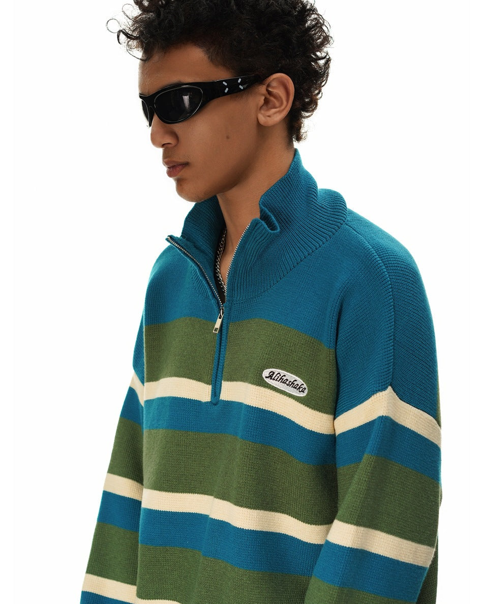 The Stratford Zip Stripe Sweater