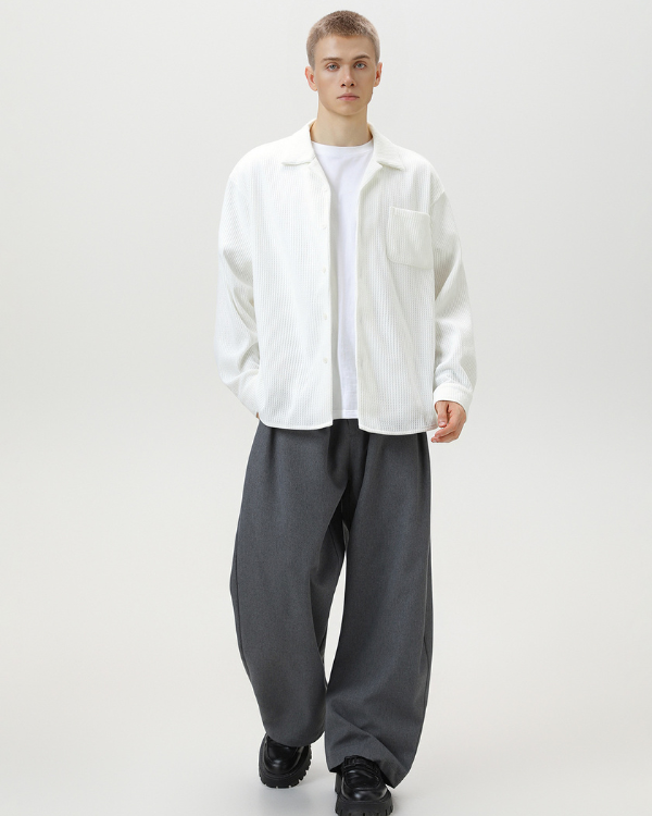 Camicia da camera con bottoni testurizzati