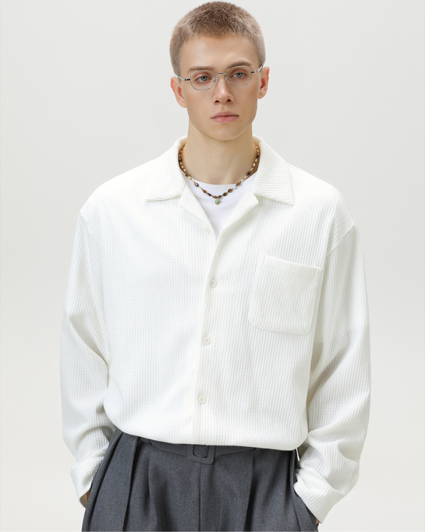 Camicia da camera con bottoni testurizzati